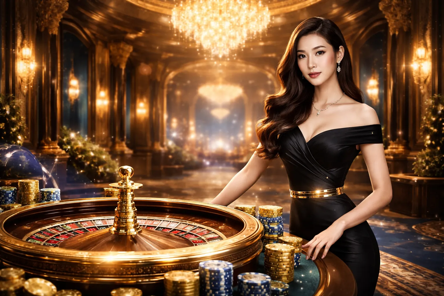 Bàn Roulette với bánh xe quay